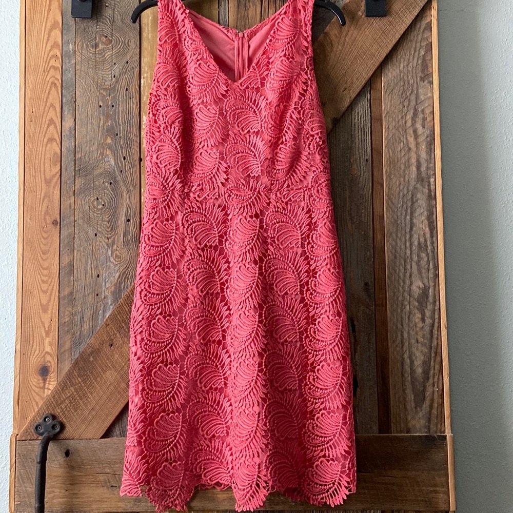 Coral lace dress